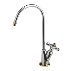KF511, Polished Chrome Cross-Handle with Gold Trim Drinking Water Faucet