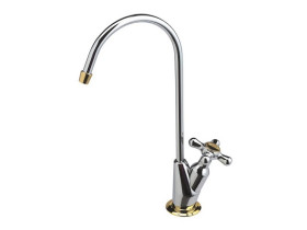 KF511, Polished Chrome Cross-Handle with Gold Trim Drinking Water Faucet